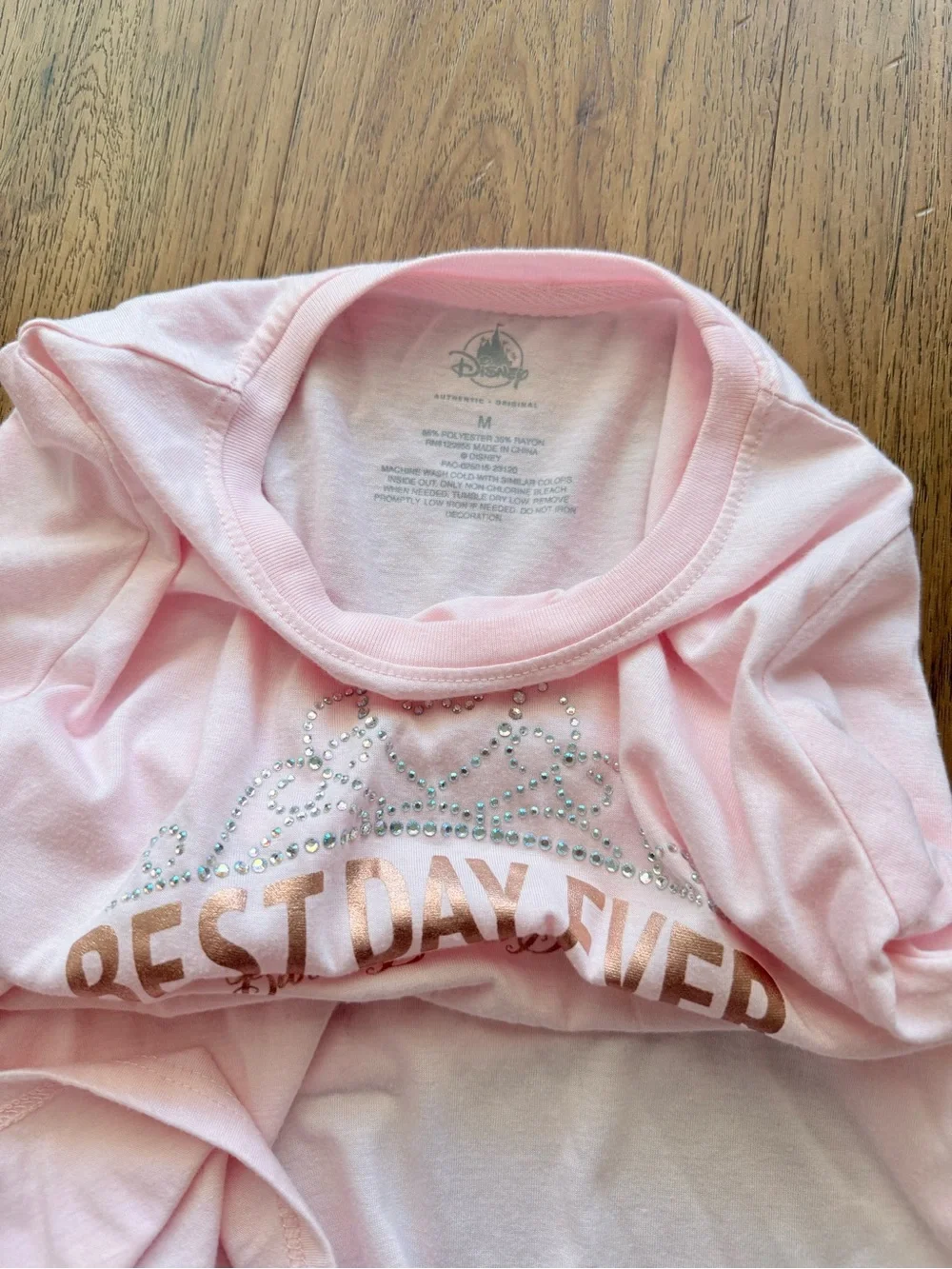 DISNEY “Best Day Ever” Tee Kids Size M Pink Princess Shirt